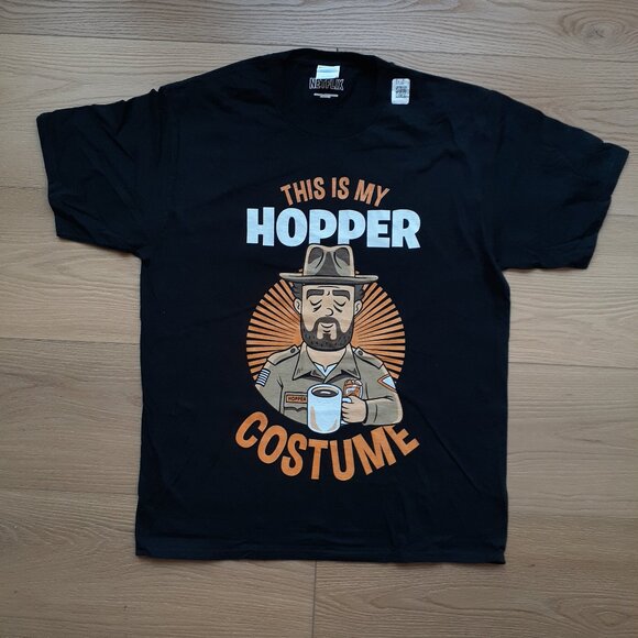 This is My Hopper Costume - Stranger Things - New Large Black T-Shirt - Picture 5 of 5